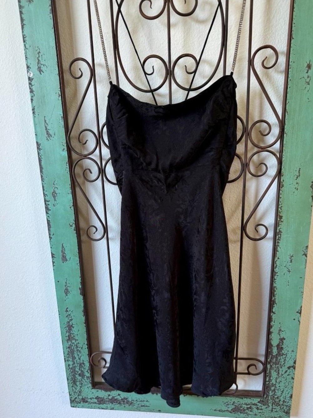 For Love & Lemons Satin Jacquard Lace-Up Back Mini Dress Black Size M - Picture 7 of 8